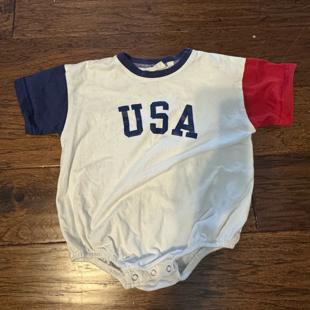 Little Joy Co - USA Baby Onesie with Red and Blue Sleeves